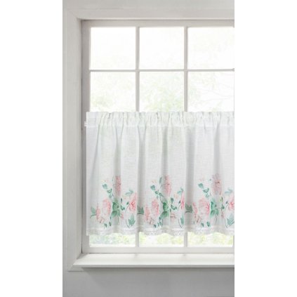 32103 biela zaclona asteja s potlacou kvetov 150x60 cm