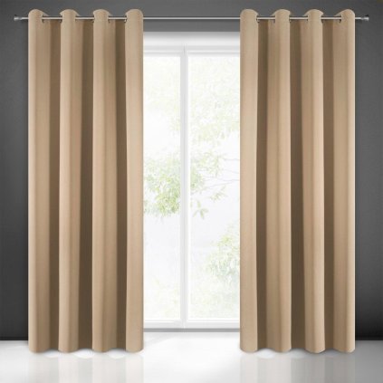 32523 bezovy zatemnovaci zaves na kruzkoch parisa 135x250 cm