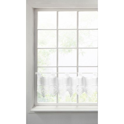 33507 biela zaclona na uskach isaac s cipkou 150x30 cm