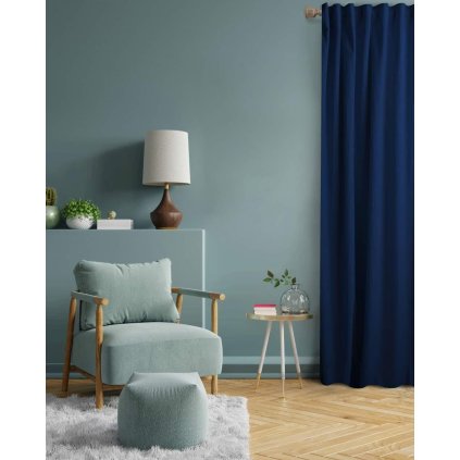 57849 2 modry zaves na paske casual 140x270 cm