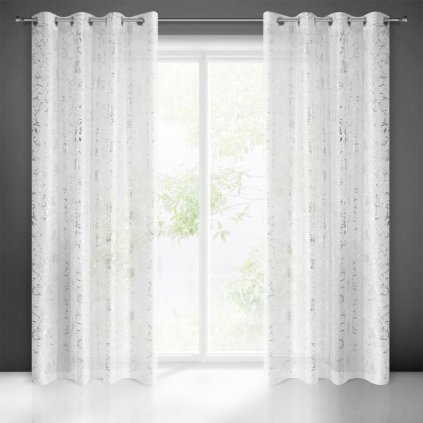 61161 biela zaclona na kruzkoch feza s potlacou 140x250 cm