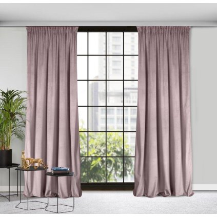 62142 pudrovy zamatovy zaves rosa 140x270 cm