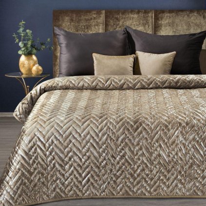 62460 hnedo strieborny prehoz na postel agata 170 x 210 cm