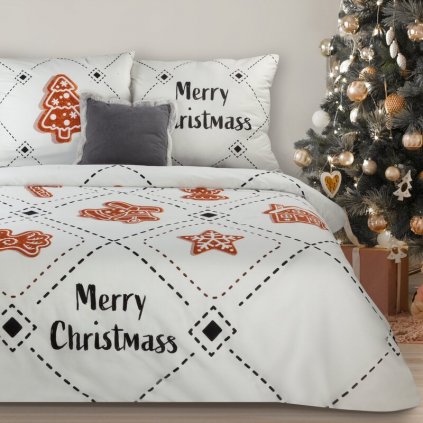 68313 vianocne postelne obliecky joy z bavlneneho satenu 220x200 cm 70x80 cm x2