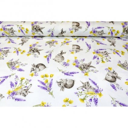 dekoracna latka bavlna panama zajacik s 140 cm (1)