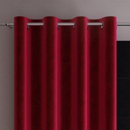 71524 cerveny zamatovy zaves na kruzkoch velvi 140x250 cm