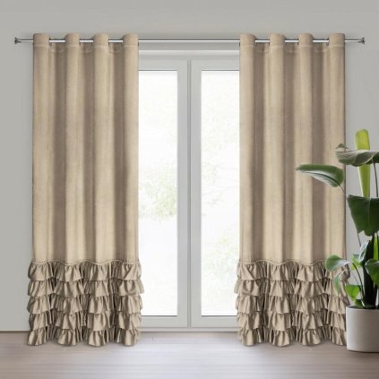 72266 tmavobezovy zamatovy zaves na kruzkoch carli 140x250 cm