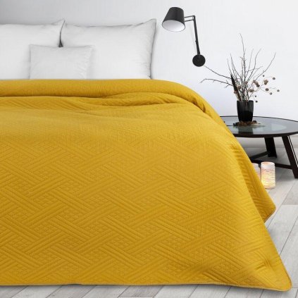 72882 zlty prehoz na postel boni4 s geometrickym vzorom 170x210 cm