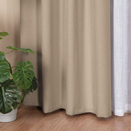 77934 1 bezovy 100 zatemnovaci zaves na paske dorian 140x230 cm