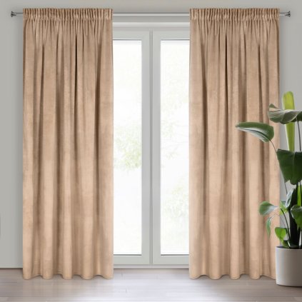 78045 bezovy zamatovy zaves na paske rosa 140x270 cm