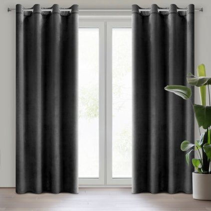 78015 cierny zamatovy zaves na kruzkoch rosa 140x250 cm