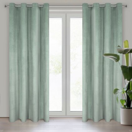 78069 mentolovy zamatovy zaves na kruzkoch rosa 140x250 cm