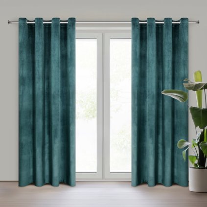 78072 modry zamatovy zaves na kruzkoch rosa 140x250 cm