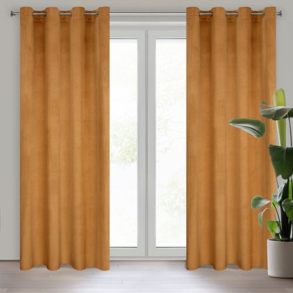 78066 oranzovy zaves na kruzkoch rosa 140x250 cm