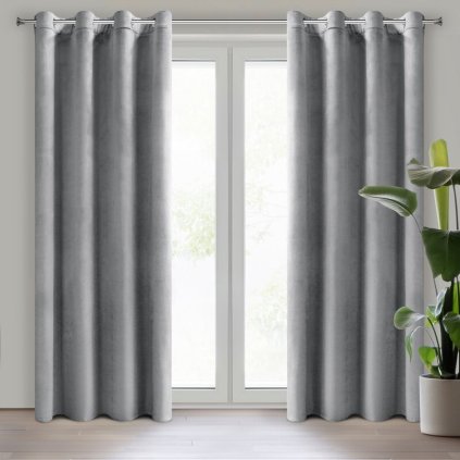 78021 strieborny zamatovy zaves na kruzkoch rosa 140x250 cm