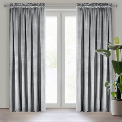 78024 strieborny zamatovy zaves na paske rosa 140x270 cm