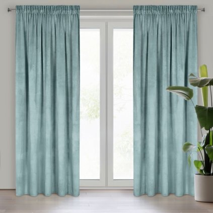 78057 zeleny zamatovy zaves na paske rosa 140x270 cm
