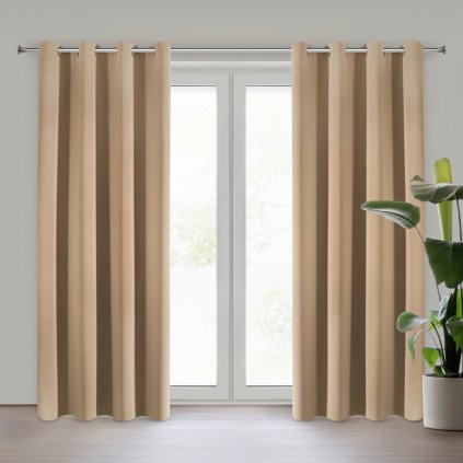 79449 bezovy zatemnovaci zaves na kruzkoch adley 135x250 cm