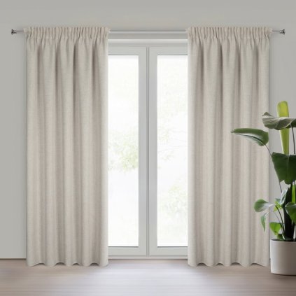 79440 bezovy zaves s platnovym vzhladom na paske jula2 140x270 cm