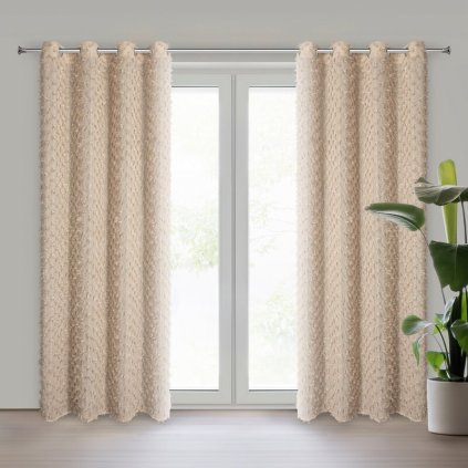 79572 bezovy sifonovy zaves na kruzkoch aurelia 135x250cm