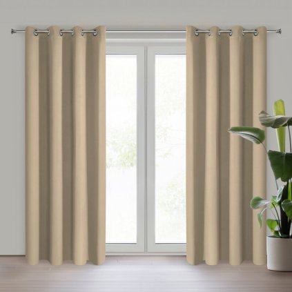 79509 bezovy zatemnovaci zaves na kruzkoch nerisa 140x250 cm
