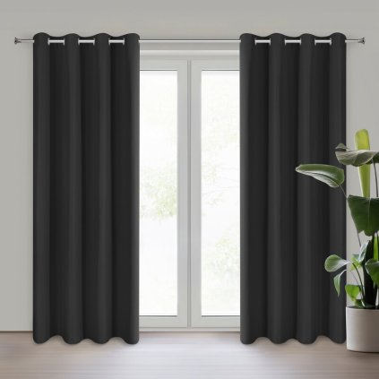79491 cierny matny zaves na kruzkoch adari 140x250 cm