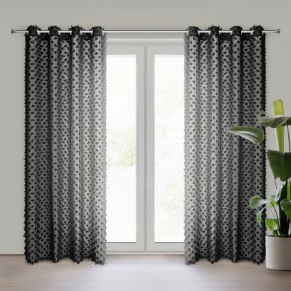 79578 cierny sifonovy zaves na kruzkoch aurelia 135x250cm