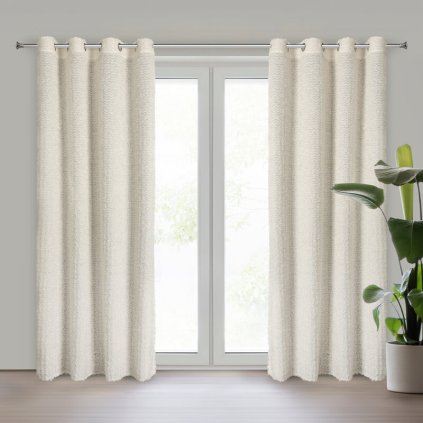 79584 kremovy sifonovy zaves na kruzkoch tiffany 135x250 cm