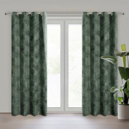 79569 zeleny zinilkovy zaves na kruzkoch aleta 135x250 cm