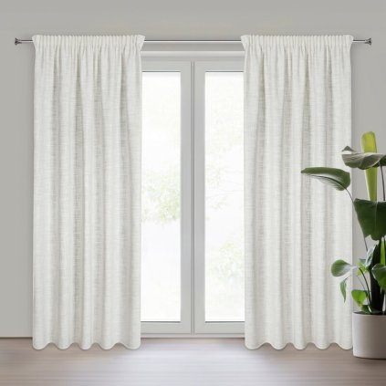 79692 bezovy zaves v eko style s pridavkom lanu rosi na paske 140x270 cm
