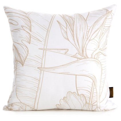 80955 biela obliecka na vankus s rastlinnym vzorom z bavlneneho satenu dekor 10 spring 40x40 cm