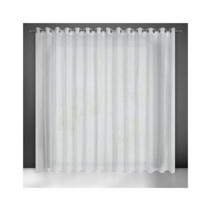 82272 biela polopriehladna zaclona v eko style z hladkej latky na kruzkoch lexy 140x250 cm