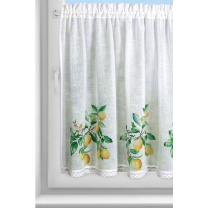 83094 biela vitrazova zaclona zdobena potlacou citronov na tuneli cloe 150x90 cm