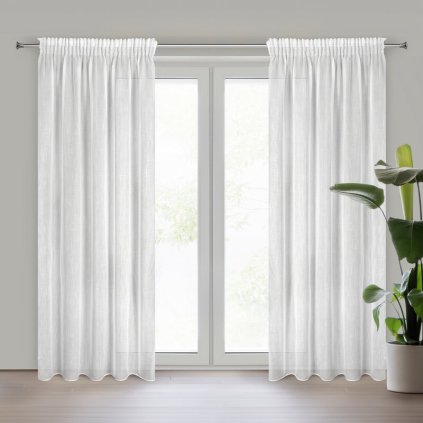 82299 biela zaclona so strukurou dazda na paske anna 140x270 cm