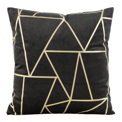 81012 cierna zamatova obliecka na vankus so zlatou geometrickou potlacou moly 45x45 cm