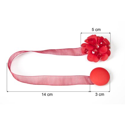83112 magneticka spona na zavesy m27 cervena kvet