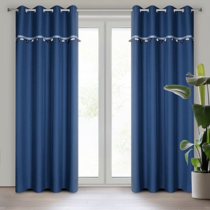 81219 modry detsky zamatovy zaves s motivom 3d auticiek na kruzkoch car 140x250 cm