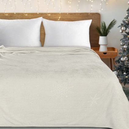 83940 kremova vianocna deka koc 150x200 cm