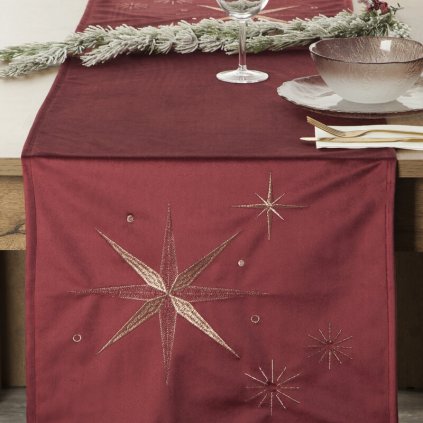 83889 vianocny obrus star 40x140 cm