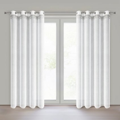 84255 biela vianocna etaminova zaclona so striebornymi hviezdickami na kruzkoch xmas 140x250 cm