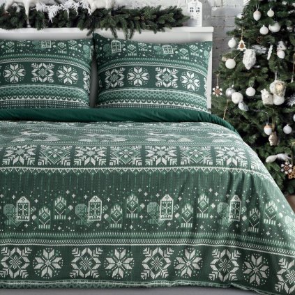 84873 vianocne bavlnene postelne obliecky clover 140x200 cm 1x70x80 cm
