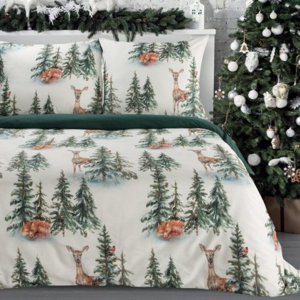 84843 vianocne bavlnene postelne obliecky deer 220x200 cm 2x70x80 cm