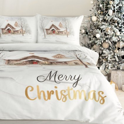 84885 vianocne satenove postelne obliecky joyfull 140x200 cm 1x70x80 cm