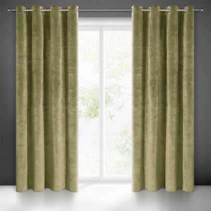 17484 olivovy zaves ria so zamatovou strukturou 140x250 cm