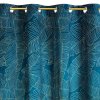 21657 2 modry zamatovy zaves musa 2 s botanickym vzorom 140x250 cm