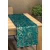 73332 tyrkysovy zamatovy behun na stol blink15 s kvetinovym vzorom 35x220 cm