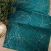 73368 7 tyrkysovy zamatovy behun na stol blink16 s kvetinovym vzorom 35x220 cm