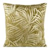 81057 svetlozelena zamatova obliecka na vankus so zlatou potlacou botanickych listov verona 45x45 cm