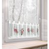 84234 6 biela vitrazova zaclona s potlacou vianocnej ruze na uskach xmas 150x30 cm