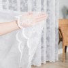 Bílá žakárová záclona IDA s celoplošným vzorem květin (Výška A 100 - 137, Šířka 100)